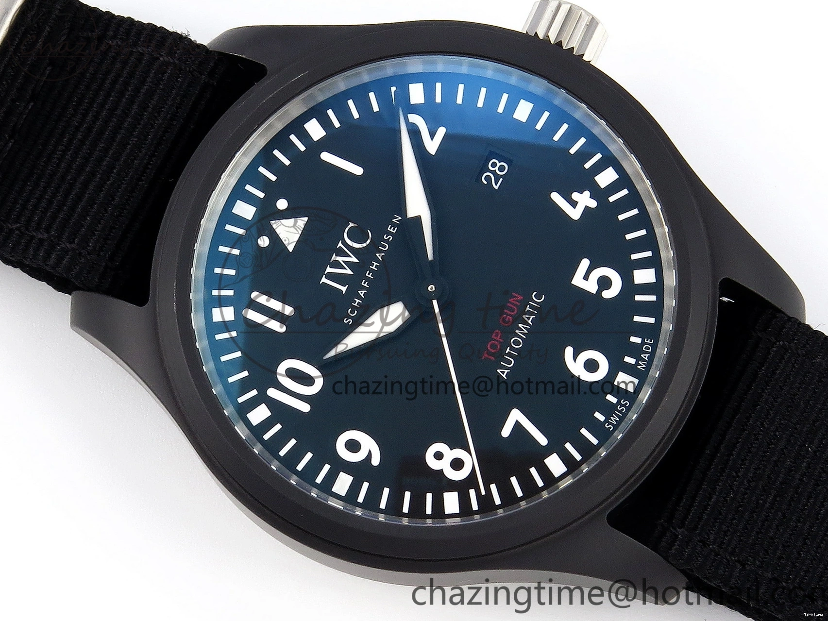 MIROTIME 0208 FreshLook Pilot’s Watch Top Gun Black Ceramic IW326901 ZF 1:1 Best Edition on Black Nylon Strap A 7026